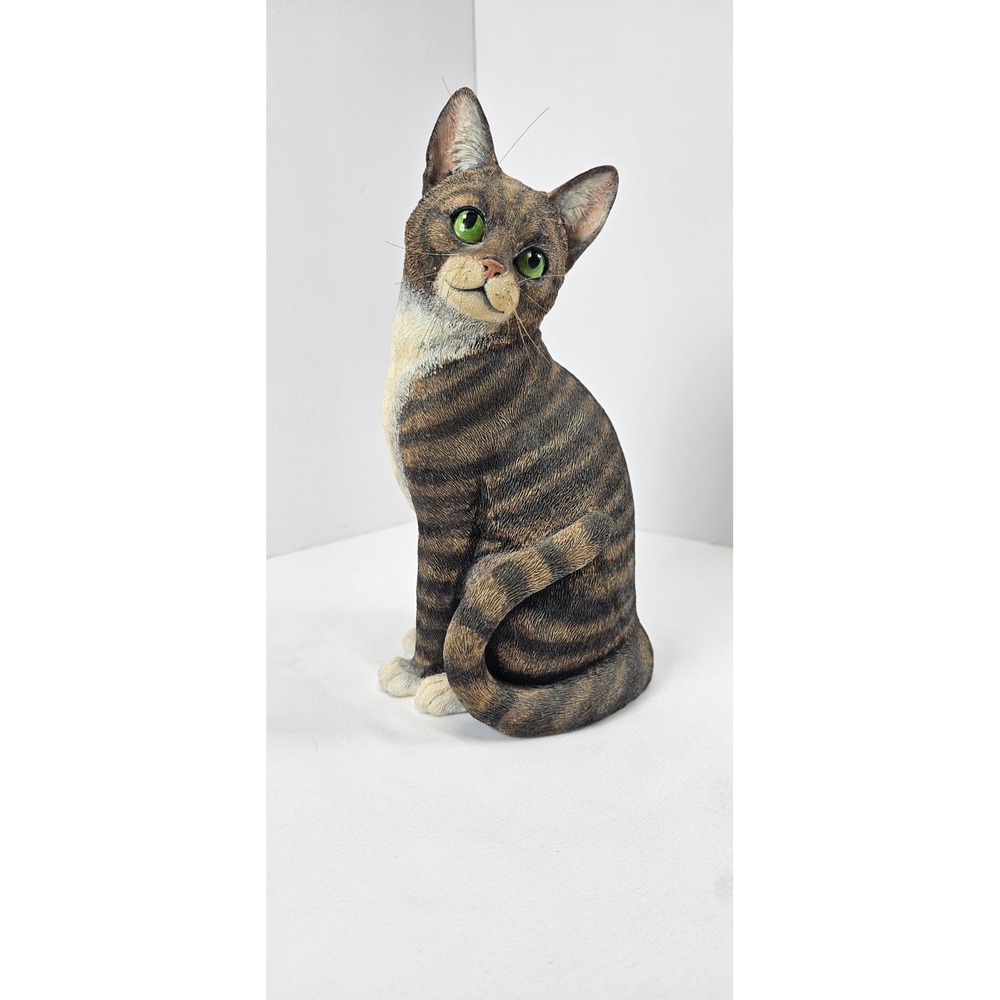 Danbury Mint Purrfect Portrait Tabby Cat Figurine Green Eyes Decor‎ Realistic